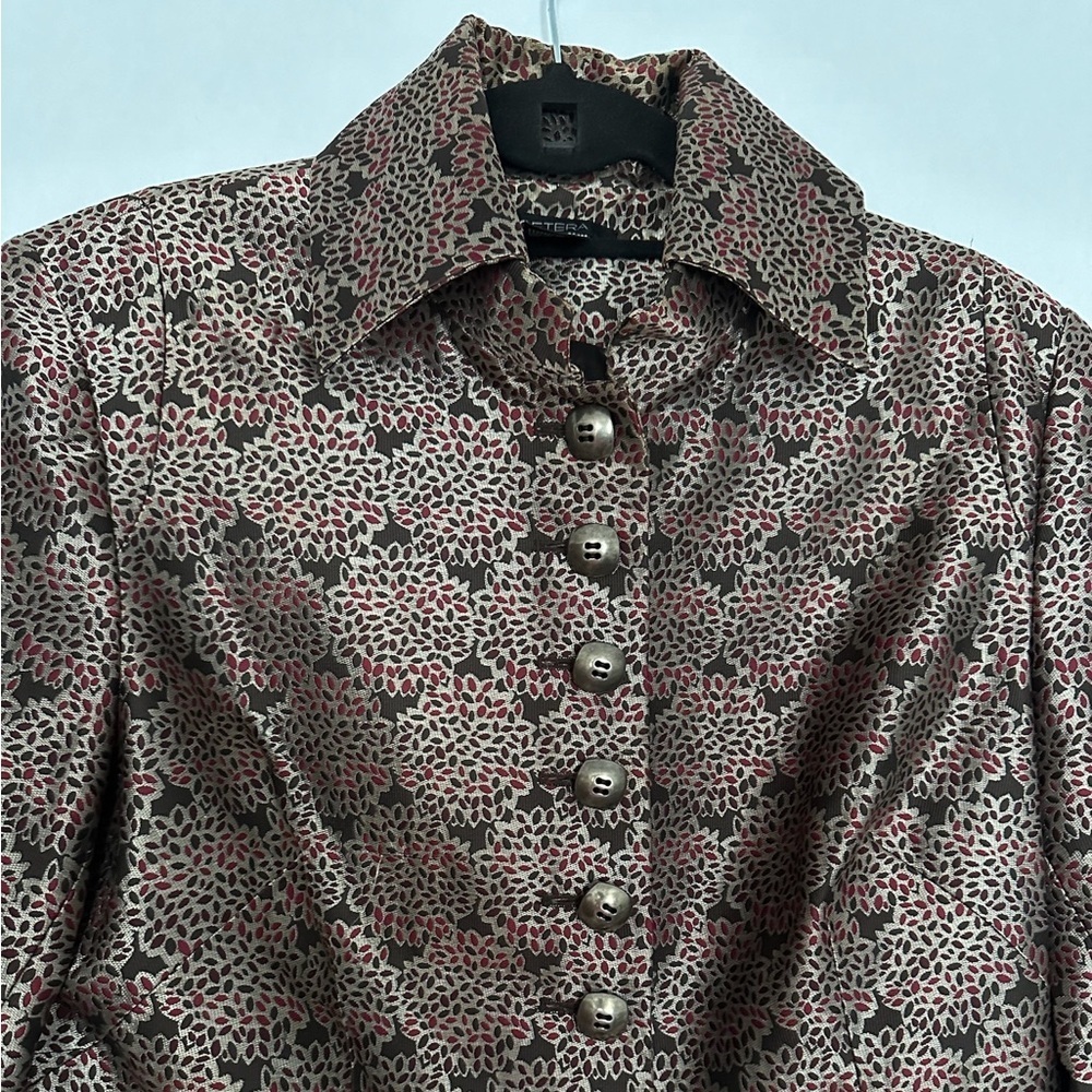 ETCETERA Metallic Printed Button Front Blazer Jacket Size 12 - Picture 4 of 9